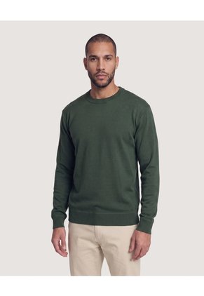 Saco Tejido Cuello Redondo Para Hombre Verde Ostu
