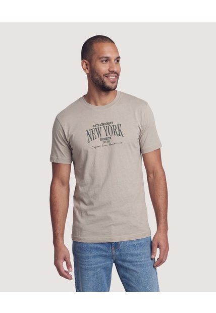 Camiseta Basica Con Screen  Para Hombre Verde Ostu