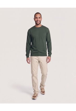 Saco Tejido Cuello Redondo Para Hombre Verde Ostu