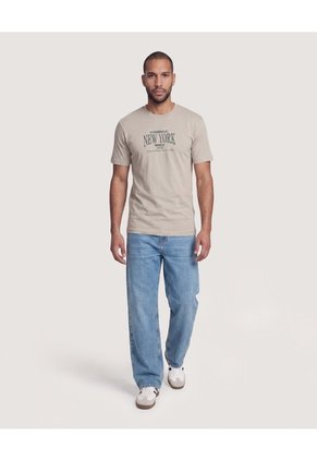 Camiseta Basica Con Screen  Para Hombre Verde Ostu