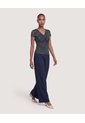 Pantalón Wide Leg Sastre  Para Mujer Azul Ostu de Ostu
