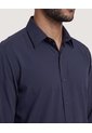 Camisa Unicolor Manga Larga Clásica  Para Hombre Azul Ostu de Ostu