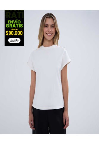 Camiseta Para Mujer Manga Corta Color Crema Marca Ostu #40092215 Ostu