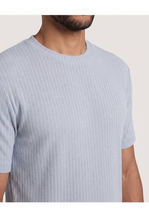 Camiseta Regular Texturizada  Para Hombre Gris Ostu