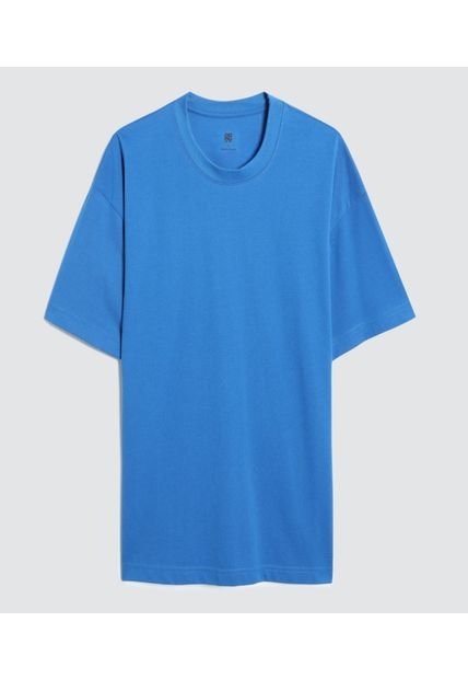 Camiseta Para Hombre Ostu Color Azul Material Poliéster 65% Algodón 35%