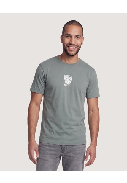 Camiseta Basica Con Screen  Para Hombre Verde Ostu