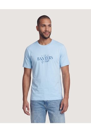 Camiseta Basica Con Screen Para Hombre Azul Ostu
