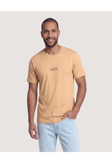 Camiseta Basica Con Screen  Para Hombre Beige Ostu