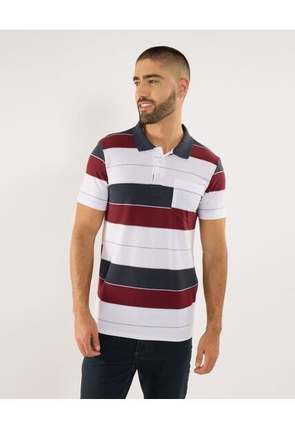 Polo Para Hombre Cuello Tejido Con Bolsillo Color Blanco Marca Ostu #60110802