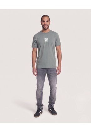 Camiseta Basica Con Screen Para Hombre Verde Ostu