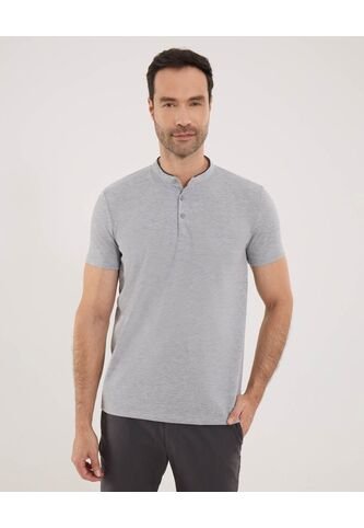 Polo Para Hombre Cuello Mao Sin Bolsillo Color Gris  Marca Ostu #60110511 Ostu