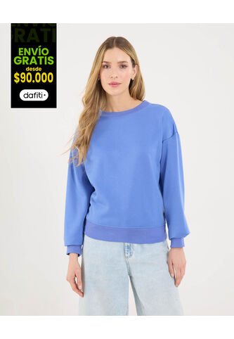 Buzo Para Mujer Cuello Redondo Color Celeste Marca Ostu #40060376 Ostu