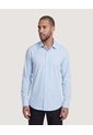 Camisa Unicolor Manga Larga Clásica  Para Hombre Azul Ostu de Ostu