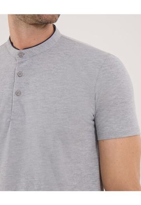 Polo Para Hombre Cuello Mao Sin Bolsillo Color Gris  Marca Ostu #60110511