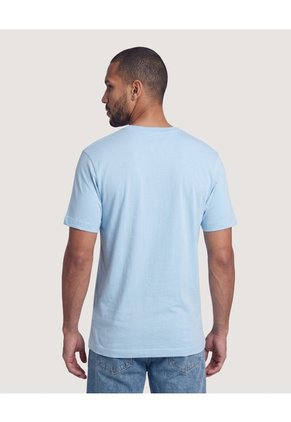 Camiseta Basica Con Screen Para Hombre Azul Ostu