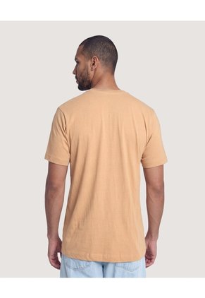 Camiseta Basica Con Screen  Para Hombre Beige Ostu