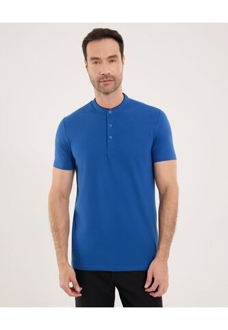 Polo Para Hombre Cuello Mao Sin Bolsillo Color Azul Marca Ostu #60110777 Ostu