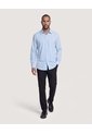Camisa Unicolor Manga Larga Clásica  Para Hombre Azul Ostu de Ostu