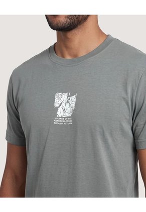 Camiseta Basica Con Screen Para Hombre Verde Ostu