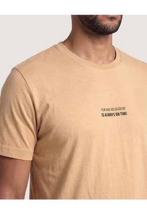 Camiseta Basica Con Screen  Para Hombre Beige Ostu