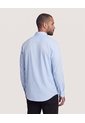 Camisa Unicolor Manga Larga Clásica  Para Hombre Azul Ostu de Ostu
