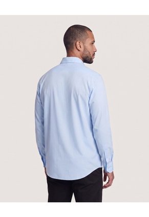 Camisa Unicolor Manga Larga Clásica  Para Hombre Azul Ostu