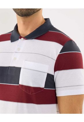 Polo Para Hombre Cuello Tejido Con Bolsillo Color Blanco Marca Ostu #60110802