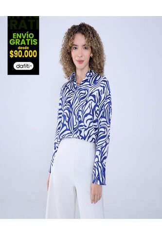 Camisa Para Mujer Manga Larga Color Azul Rey Marca Ostu #40010261 Ostu