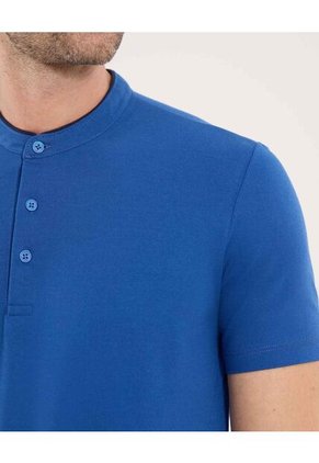 Polo Para Hombre Cuello Mao Sin Bolsillo Color Azul Marca Ostu #60110777