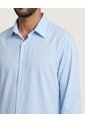 Camisa Unicolor Manga Larga Clásica  Para Hombre Azul Ostu de Ostu