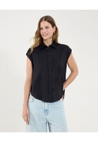 Camisa Para Mujer Manga Corta Color Negro Marca Ostu #40010148 Ostu