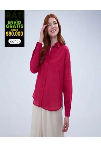 Camisa Para Mujer Manga Larga Color Rojo Marca Ostu #40010247 Ostu