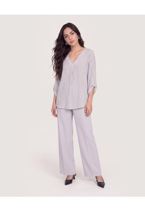 Pantalón Bota Ancha Con Textura  Para Mujer Gris Ostu