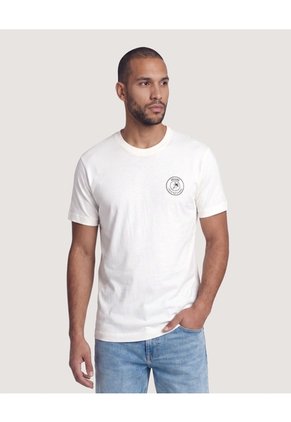 Camiseta Basica Con Screen Para Hombre Beige Ostu