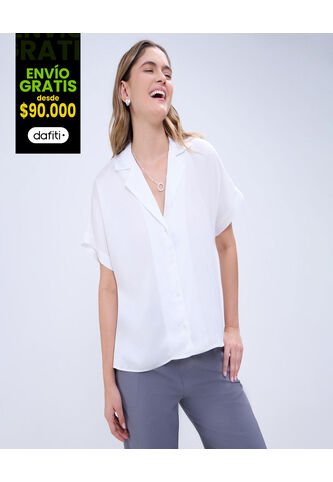 Camisa Para Mujer Manga Corta Color Crudo Marca Ostu #40010273 Ostu