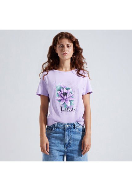 Camiseta Para Mujer Manga Corta Color Lila  Marca Ostu #40091844