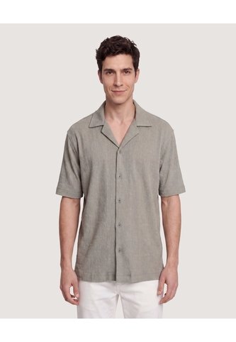 Camisa Texturizada Cuello Resort  Para Hombre Verde Ostu Ostu