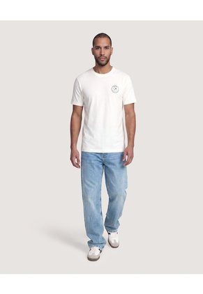 Camiseta Basica Con Screen Para Hombre Beige Ostu