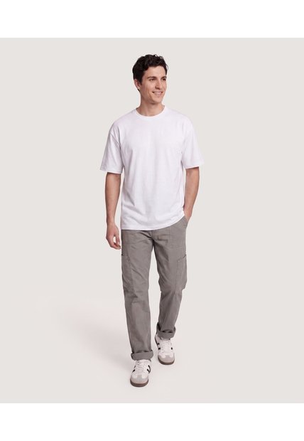 Camiseta Estampado Posterior  Para Hombre Gris Ostu