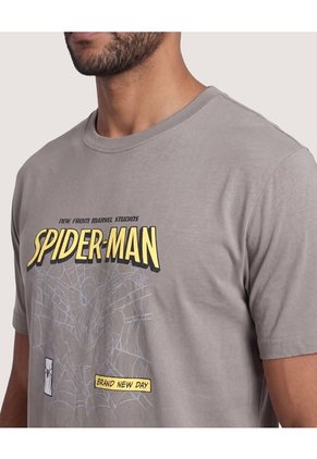 Camiseta Spider-Man Web  Para Hombre Gris Ostu