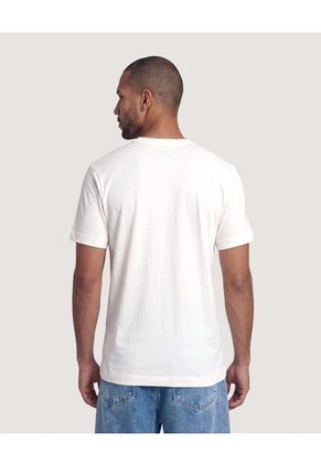 Camiseta Basica Con Screen Para Hombre Beige Ostu