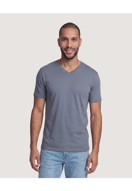 Camiseta Cuello En V  Para Hombre Gris Ostu