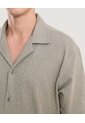 Camisa Texturizada Cuello Resort  Para Hombre Verde Ostu de Ostu