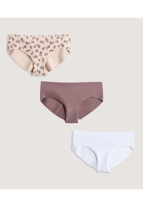 Panty Hipster Invisible Floral Pack X3 X3 Para Mujer Surtido Ostu