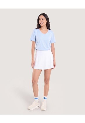 Camiseta Cuello V Jaspeada-Deportivo  Para Mujer Azul Ostu