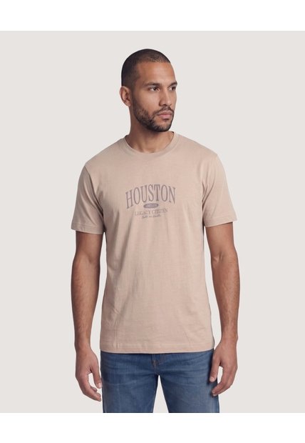 Camiseta Basica Con Screen  Para Hombre Beige Ostu