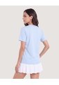 Camiseta Cuello V Jaspeada-Deportivo  Para Mujer Azul Ostu de Ostu