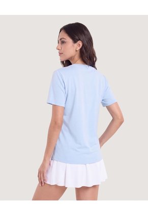 Camiseta Cuello V Jaspeada-Deportivo  Para Mujer Azul Ostu