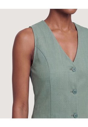 Chaleco Sastre Escote V Para Mujer Verde Ostu