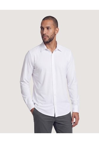 Camisa Unicolor Manga Larga Clásica  Para Hombre Blanco Ostu Ostu
